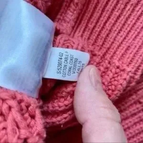 Gap Cable Knit Chunky Coral Coast Salmon Crew Neck Sweater Size M - Picture 6 of 11